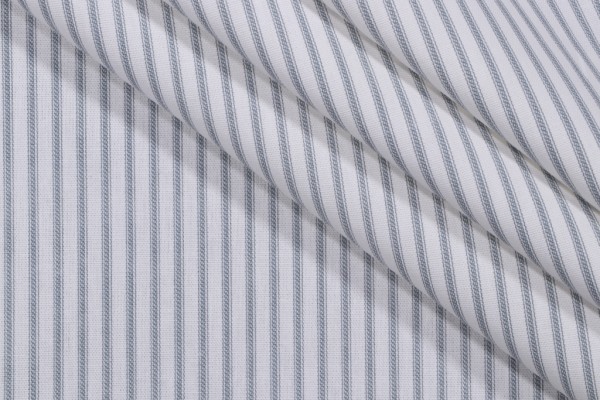 Magnolia Home Berlin Ticking Stripe Printed Cotton Drapery Fabric in Lake