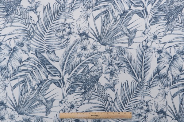 Richloom Wilshire Printed Polyester Outdoor Fabric in Indigo