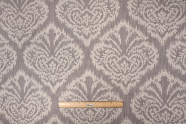 Robert Allen Ikat Damask Upholstery Fabric in Pewter