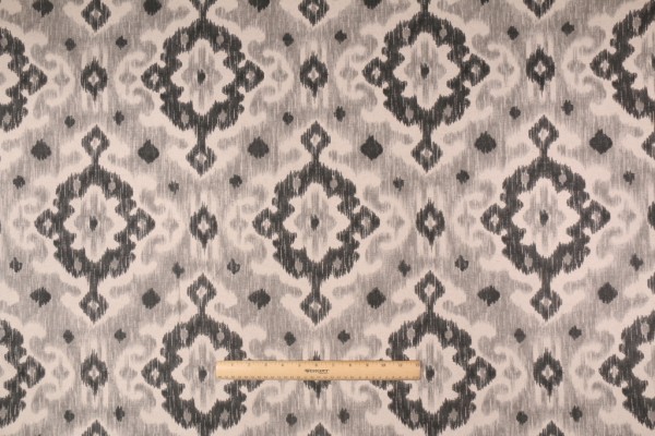 Richloom Inkwell Printed Cotton Linen Drapery Fabric in Stone