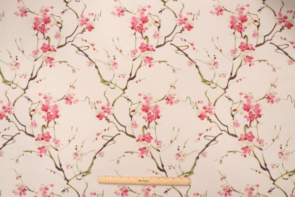 Mill Creek Nonomi-Parkside Printed Cotton Drapery Fabric in Petal Pink