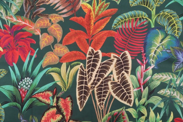 Stof France Pattaya Printed Cotton Drapery Fabric in Emeraude