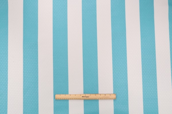 Richloom Cabana Stripe-Diamond Tech Printed Polyester Outdoor Fabric in Turquoise
