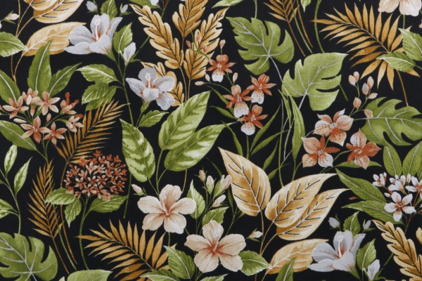 Richloom Carena Printed Polyester Outdoor Fabric in Ebony