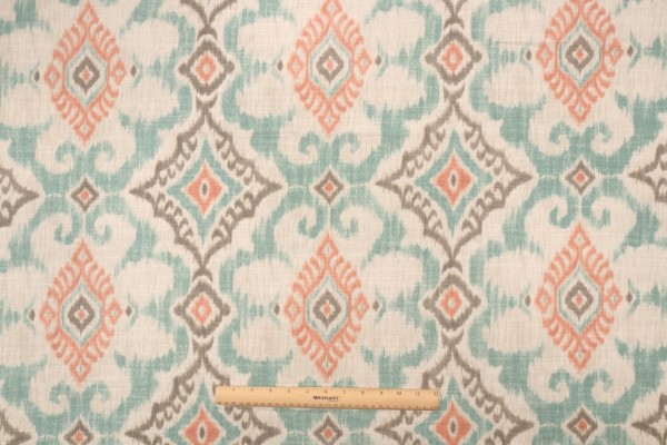 Covington Kantha Printed Cotton Drapery Fabric in 509-Surf