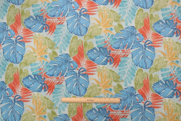 Tommy Bahama Batik Leaves Printed Polyester Outdoor Fabric in Sailor