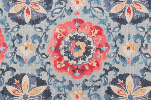 PK Lifestyles Soumak Suzani Printed Cotton Drapery Fabric in Byzantine