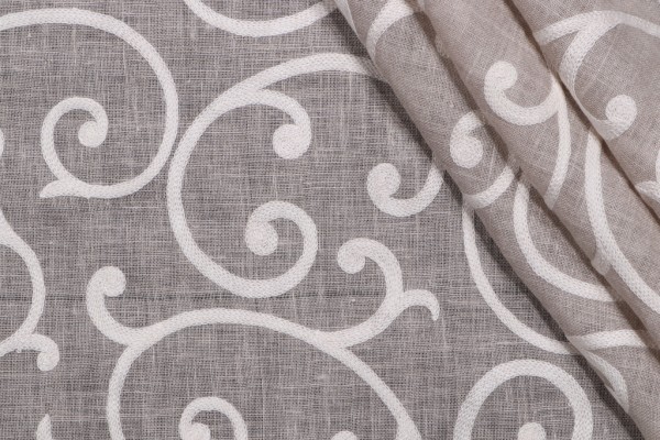 Norbar Portland Embroidered Sheer Drapery Fabric in 11-Natural