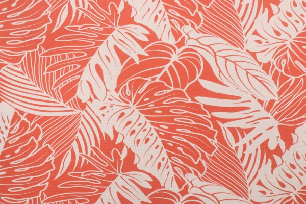 Tommy Bahama Leaf Reef Printed Polyester Outdoor Fabric in Tangerine