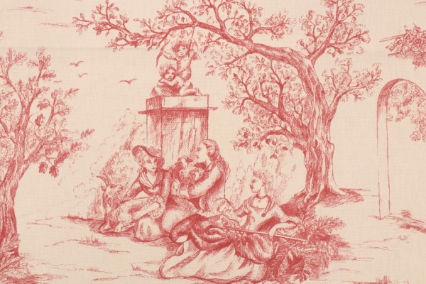 Stof Fabrics Galanterie Printed Cotton Drapery Fabric in Rouge
