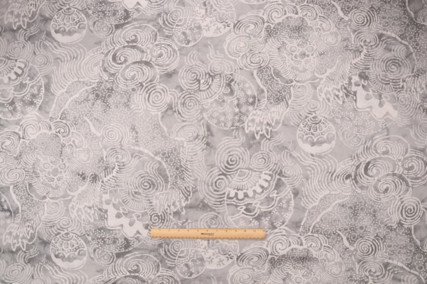 P Kaufmann Temple Lion Printed Cotton Drapery Fabric in Pewter