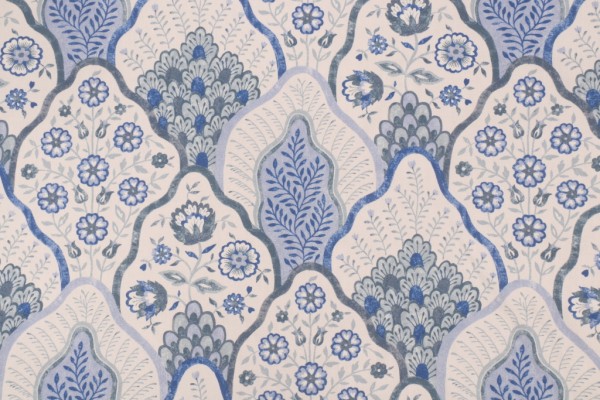 P Kaufmann Natalia Printed Cotton Twill Drapery Fabric in Capri