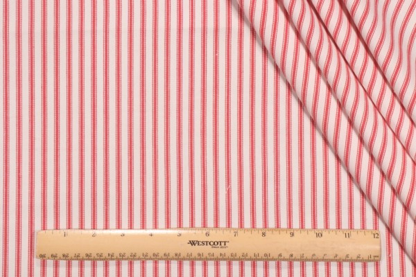 Covington New Woven Ticking Woven Cotton Decorator Fabric in 31-Red