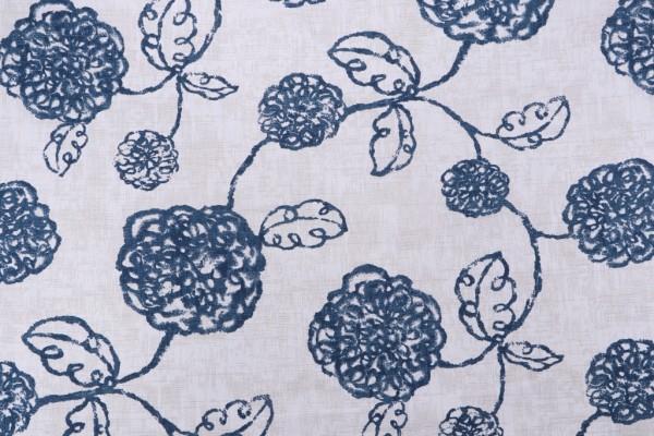 Magnolia Home Adele Printed Cotton Drapery Fabric in Navy