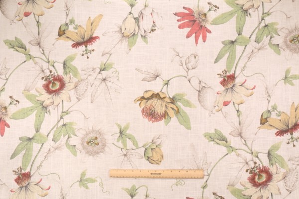 Click for 2.13 Yards P Kaufmann Country Cottage Printed Linen Blend Drapery Fabric in White Tea P Kaufmann Country Cottage Printed Linen Blend Drapery Fabric in White Tea