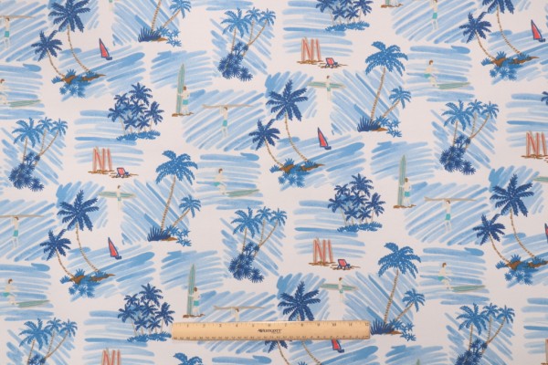 Tommy Bahama Ride The Tide Printed Polyester Outdoor Fabric in Shoreline