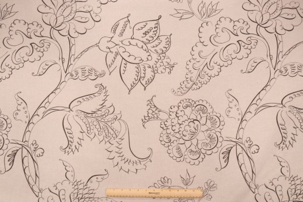 P Kaufmann Everlasting Printed Cotton Blend Drapery Fabric in Pewter