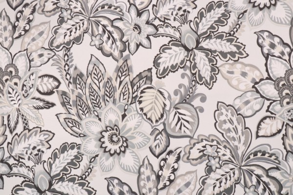 Richloom Solarium Copeland Printed Polyester Outdoor Fabric in Noir
