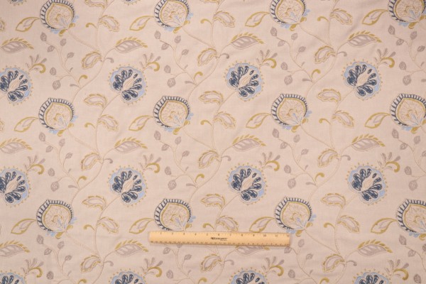 Richloom Platinum Collection Ceremony Embroidered Drapery Fabric in Ocean