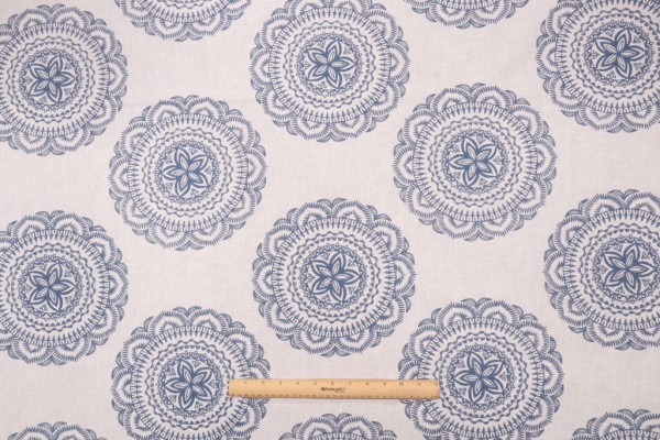 Valiant Fabrics Mandala Embroidered Drapery Fabric in Nautic