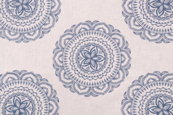 Valiant Fabrics Mandala Embroidered Drapery Fabric in Nautic