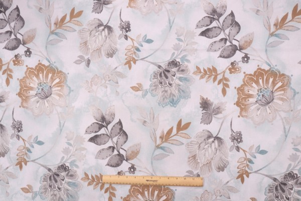 Kelly Ripa Home Light-Hearted Printed Cotton Twill Drapery Fabric in Spa