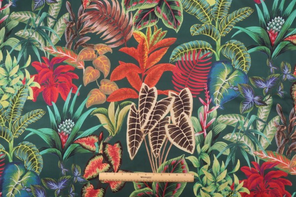 Stof France Pattaya Printed Cotton Drapery Fabric in Emeraude