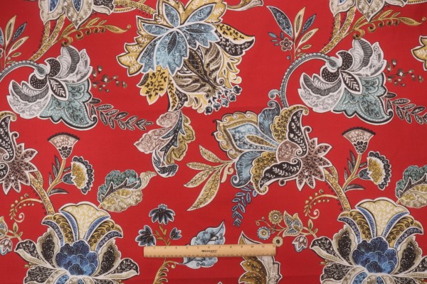 Click for 2.25 Yards Hamilton Lyons Printed Cotton Drapery Fabric in Cherry Hamilton Lyons Printed Cotton Drapery Fabric in Cherry
