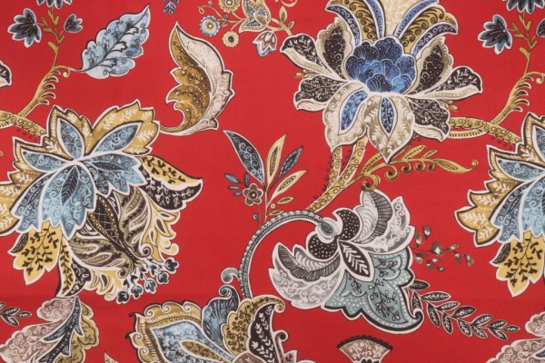 Click for 2.25 Yards Hamilton Lyons Printed Cotton Drapery Fabric in Cherry Hamilton Lyons Printed Cotton Drapery Fabric in Cherry