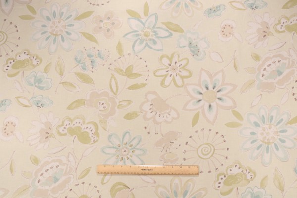 Colter Summer Sketch Printed Cotton Drapery Fabric in Natural Glazes
