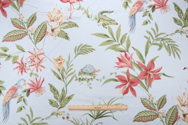 Click for 2 Yards Thibaut Flamingo Bay F96745 Printed Cotton Drapery Fabric in Aqua Thibaut Flamingo Bay F96745 Printed Cotton Drapery Fabric in Aqua