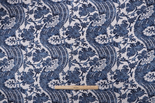 Waverly Brevard Printed Drapery Fabric in Midnight