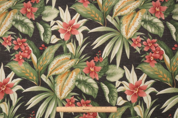 Click for 1 Yards Richloom Solarium Tahiti Printed Polyester Outdoor Fabric in Noir Richloom Solarium Tahiti Printed Polyester Outdoor Fabric in Noir
