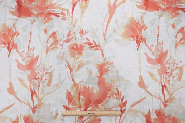 PK Lifestyles Flowery Spray Printed Cotton Drapery Fabric in Mango