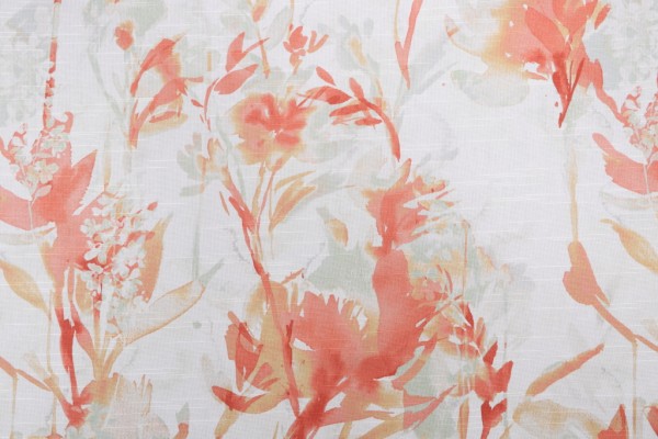 PK Lifestyles Flowery Spray Printed Cotton Drapery Fabric in Mango