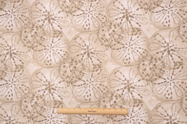 Lacefield Sand Dollar-Cambric Printed Cotton Blend Drapery Fabric in Sand