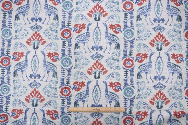 PK Lifestyles Peacock Parade Printed Drapery Fabric in Luna