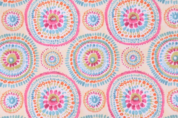 Waverly Carousel Printed Cotton Drapery Fabric in Peony