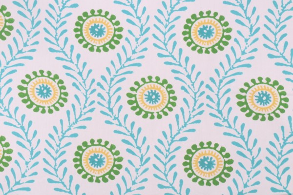 Waverly Fresh Spin Printed Cotton Drapery Fabric in Turquoise