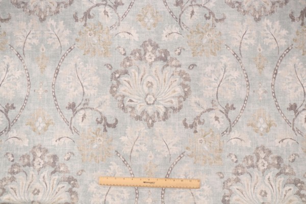 Click for 1 Yards Covington Lotus Printed Linen Blend Drapery Fabric in Mineral-545 Covington Lotus Printed Linen Blend Drapery Fabric in Mineral-545