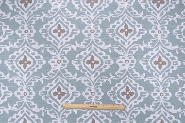 Lacefield Kashmir Printed Cotton Drapery Fabric in Seaglass