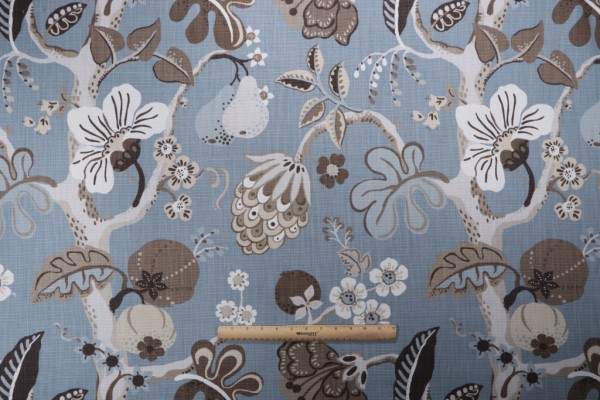 P Kaufmann Pleasant Valley Printed Cotton Drapery Fabric in Haze