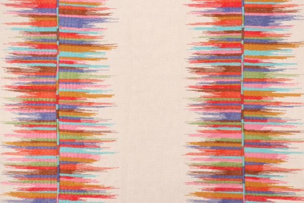 P Kaufmann Fun Fair Embroidered Cotton Drapery Fabric in Fiesta