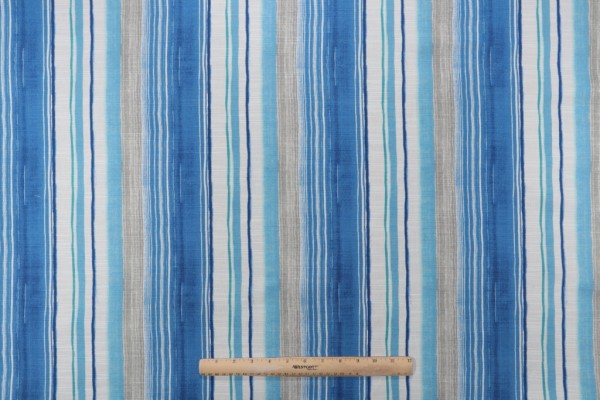 Tommy Bahama Seascape Stripe Printed Cotton Drapery Fabric in Azul