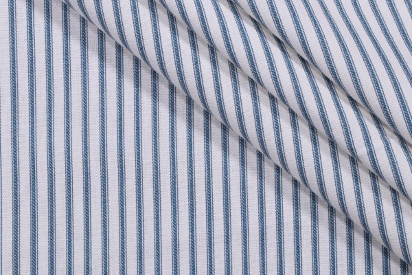 Click for 1.38 Yards Magnolia Home Berlin Ticking Stripe Printed Cotton Drapery Fabric in Ocean Magnolia Home Berlin Ticking Stripe Printed Cotton Drapery Fabric in Ocean