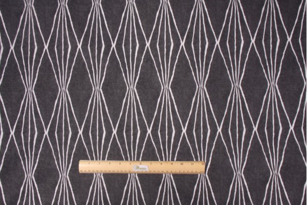 Robert Allen Handcut Shapes Printed Cotton Drapery Fabric in Charcoal