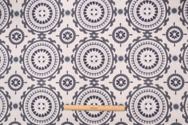 Valiant Fabrics Zanzibar Embroidered Drapery Fabric in Nautic