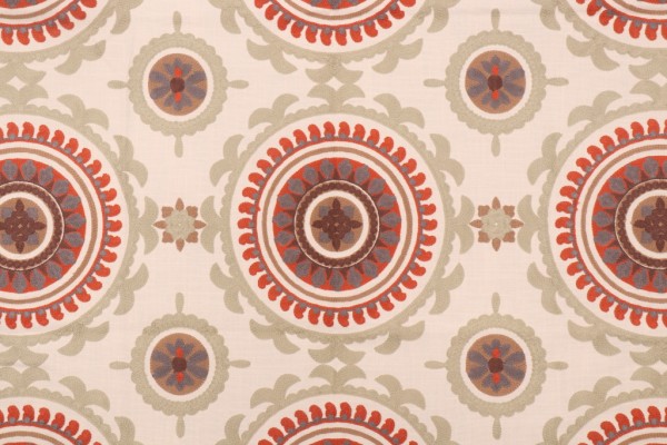 Valiant Fabrics Zanzibar Embroidered Drapery Fabric in Spice Market