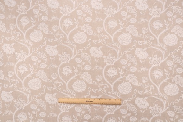 Valiant Fabrics Marissa Embroidered Drapery Fabric in Pebble