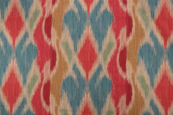 PK Lifestyles Bergama Ikat Printed Cotton Twill Drapery Fabric in Teaberry